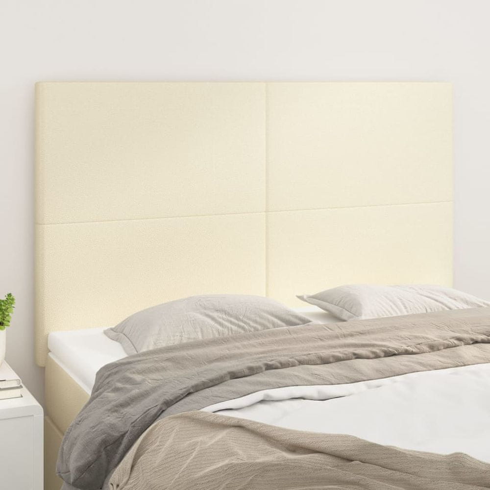 Vidaxl Čelá postele 4 ks krémové 72x5x78/88 cm umelá koža